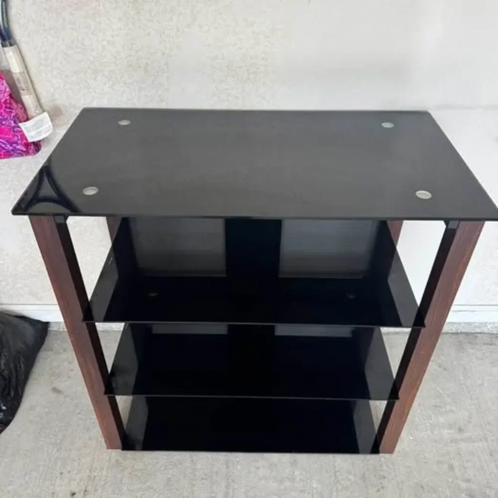 Tv stand 4-Tier Glass and Wood Audio Media Rack